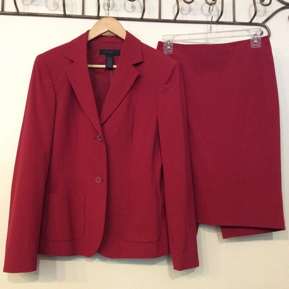 The Limited Other - The Limited Stretch Red Blazer & Pencil Skirt Set